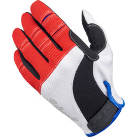 Moto Gloves - Red/White/Blue- XS