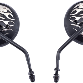 Espejos Flame Skull 4.5" - Negro Matte