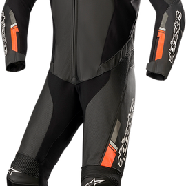 GP Force Chaser 1-Piece Leather Suit - Black/Red Fluorescent- US 48 / EU 58