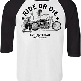 Ride or Die Raglan T-Shirt - White/Black - Small