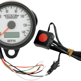 2.4" MPH Programmable Mini Electronic Speedometer with Odometer/Tripmeter - Matte Black - White Face