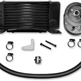 Oil Cooler Kit - Black - 10-Row - Low Mount