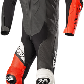 GP Plus Venom 1-Piece Leather Suit - Black/Red Fluorescent/White - US 46 / EU 56