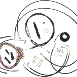 Complete Black Vinyl Braided Handlebar Cable/Brake Line Kit for Mini Ape Hanger Handlebars3692271471