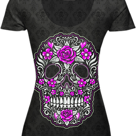 Women's Skullflowers T-Shirt - Black - Large