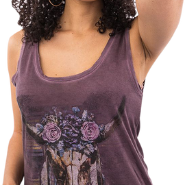 Floral Western Cow Skull Tank - Purple - Small