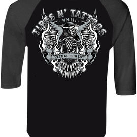 Tires N Tattoos Raglan T-Shirt - Gray/Black - Large