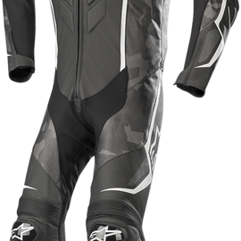 GP Plus v2 Camo 1-Piece Leather Suit - Black/Charcoal/White - US 46 / EU 56