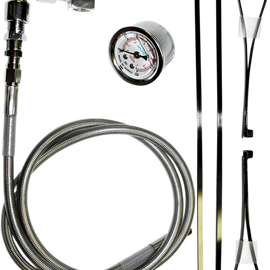 Remote Oil Pressure Gauge/Line Kit - Stainless/Chrome