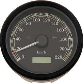 3-3/8" KM/H Programmable Electronic Speedometer - Black Bezel - Black Face