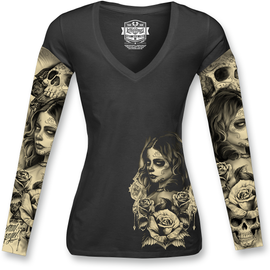 Women's LoveNDeath Tattoo T-Shirt - Black - Large