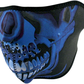 Half Mask - Blue Chrome Skull