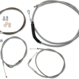 Standard Stainless Braided Handlebar Cable/Brake Line Kit For 15" - 17" Ape Hanger Handlebars