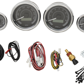 MVX-8K Series Analog/Digital 6-Gauge Kit - Chrome Bezel - Black Face with Gray Background