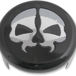 Horn Cover - Black with Chrome Skull