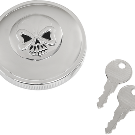 Skull Locking Gas Cap - Chrome - Non-Vented