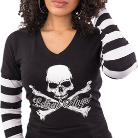 Women's Long-Sleeve Stripe T-Shirt - Black/White - Small