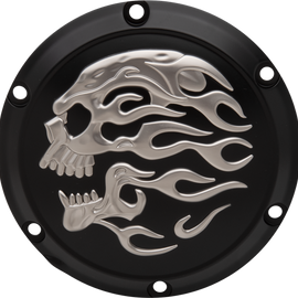 Flaming Skull Derby Cover - Black
