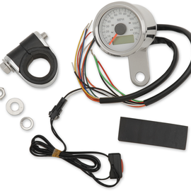 1-7/8" Programmable Speedometer with Indicator Lights - Stainless Steel - 120 MPH LED White Face