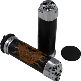 Grips - Skull Grips - Plain Eyes - Chrome