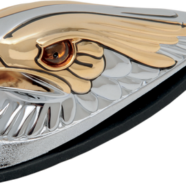 Gold Eagle Head with Lights - Amber Eyes - Large - Chrome