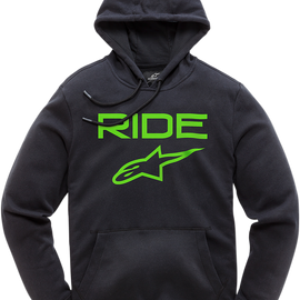 Ride 2.0 Fleece Hoodie - Black/Green - XL