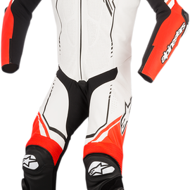 GP Plus v2 1-Piece Leather Suit - White/Black/Red Fluorescent - US 48 / EU 58