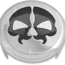 Horn Cover - Chrome with Black Skull