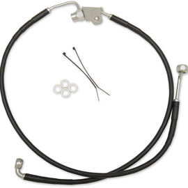 Rear Brake Line - 25", 20" - Black Stainless Steel
