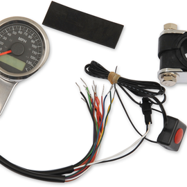 1-7/8" Programmable Speedometer with Indicator Lights - Stainless Steel - 120 MPH LED Black Face