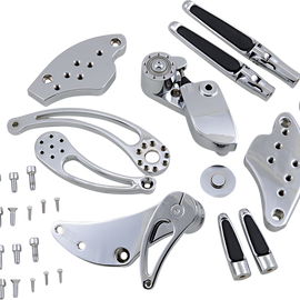 Forward Control - '18+ Softail - Chrome - Standard - Folding Rubber Inlay Pegs - Slotted Levers