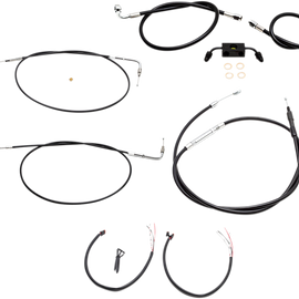 Complete Black Vinyl Braided Handlebar Cable/Brake Line Kit for 12" - 14" Ape Hanger Handlebars1801850