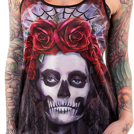 Women's Dark Widow Razor Back Tank Top - Black - Large