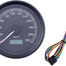 Universal 3-3/8" Programmable Electronic Speedometer - KPH - Black Face - Black Bezel