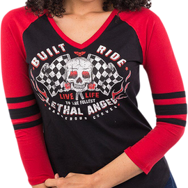 Women's Built to Thrill 3/4 Raglan Sleeve Shirt - Black/Red - Small