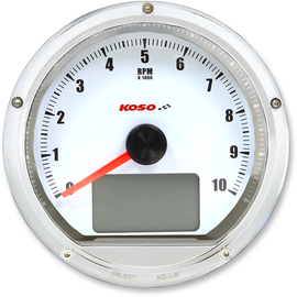 TNT-01R Universal Electronic Speedometer/Tachometer - White Face/Chrome Casing