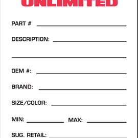 Parts Unlimited Re-Order Cards