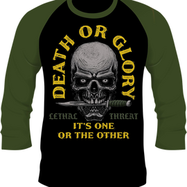 Death or Glory 3/4 Sleeve T-Shirt - Black/Olive - XL