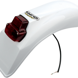 Universal Enduro Rear Fender with Tail/Brake Light - White