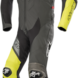 GP Plus Venom 1-Piece Leather Suit - Black/Yellow Fluorescent/Gray - US 44 / EU 54