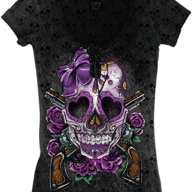 Women's Day of the Dead Gun T-Shirt - Small