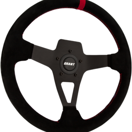 Edge Series Steering Wheel - Black Suede with Red Center Stripe