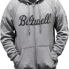 Script Zip-Up Raglan Hoodie - Gray - Large