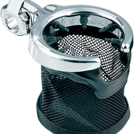 Drink Holder w/ Basket - Universal - 1" Handlebars - Chrome