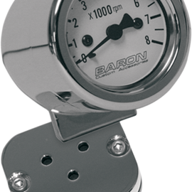 Mini-Bullet Electronic Tachometer with 1" Bar Mount - Chrome - White Face - 3-3/8" L x 2-5/16" D