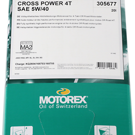 Cross Power Synthetic 4T Engine Oil - 5W-40 - 20 L Dispenser Box