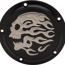 Flaming Skull Derby Cover - Black