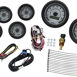 MVX-8K Series Analog/Digital 6-Gauge Kit - Black Bezel - White Face with Gray Background