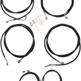 Complete Black Vinyl Braided Handlebar Cable/Brake Line Kit for 16" Ape Hanger Handlebars