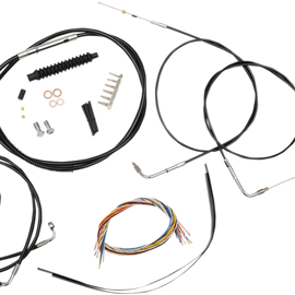 Complete Black Vinyl Braided Handlebar Cable/Brake Line Kit for 15" - 17" Ape Hanger Handlebars6255493